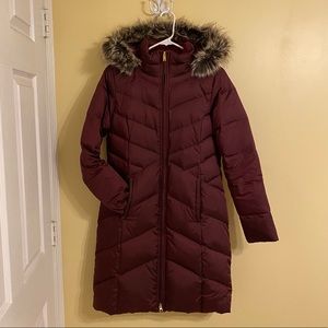 Lands End shimmer down winter coat detachable hood